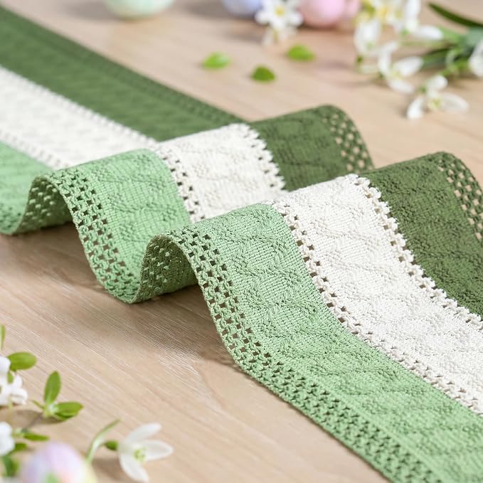 Artoid Mode Sage Beige Green Farmhouse Rustic Table Runner 12x90 Inch | Holiday - Image 6