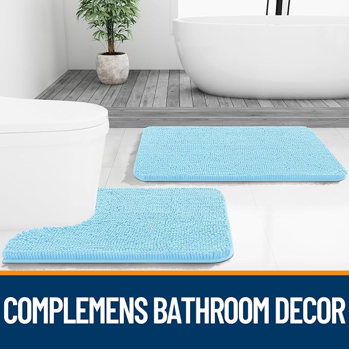 OLANLY Toilet Rugs U-Shaped 24x20, Extra Soft Absorbent Chenille Contour - Image 7