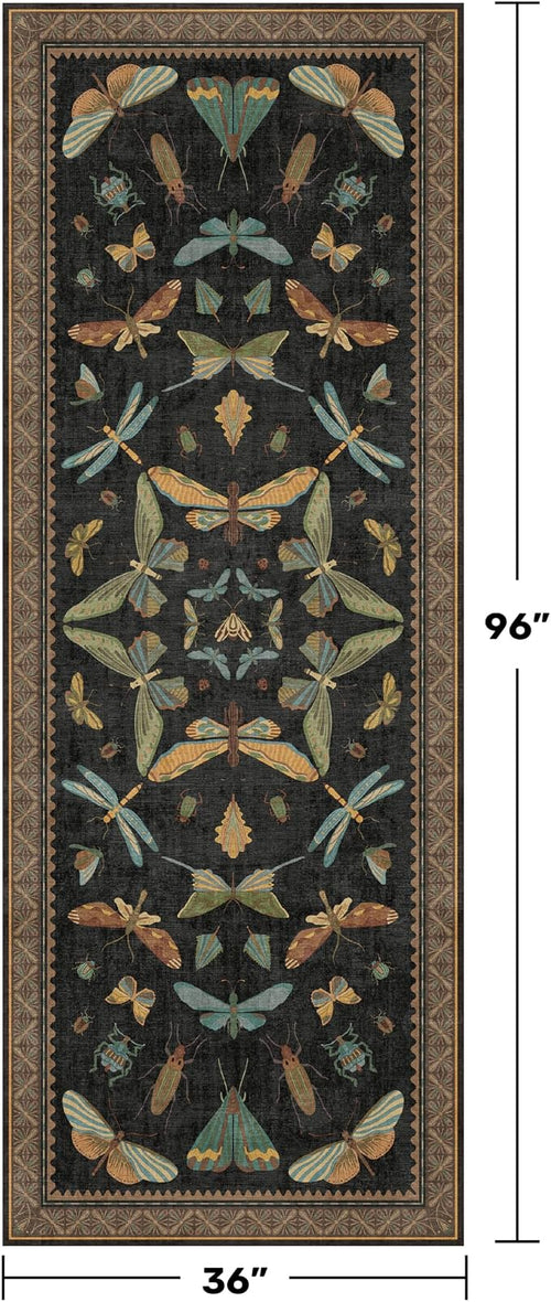 3x8 Green and Black Wide Hallway Runner Rugs - 8ft Washable Kitchen Floor Mats - Image 2