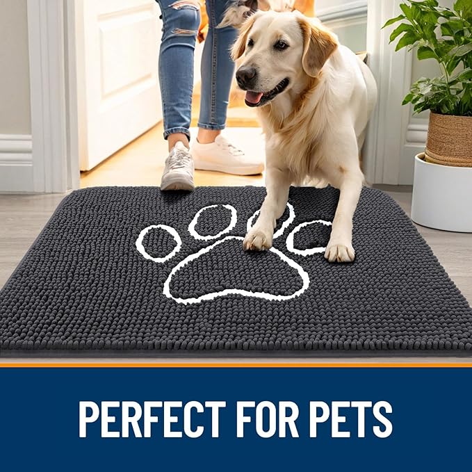 OLANLY Dog Door Mat for Muddy Paws 45x27, Paw Print Design, Absorbs Moisture - Image 6