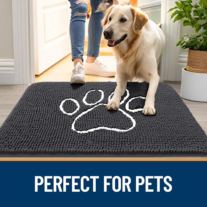 OLANLY Dog Door Mat for Muddy Paws 40x24, Paw Print Design, Absorbs Moisture - Image 6