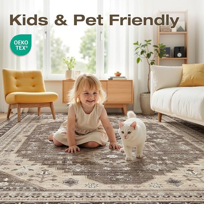 10x12 Washable Area Rug, Large Rugs - Image 6