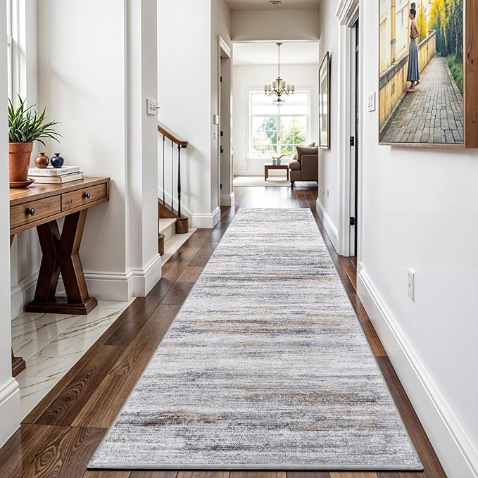 2x12 Washable Runner Rugs for Hallway: Long Abstract Runners for Entryway - Image 2