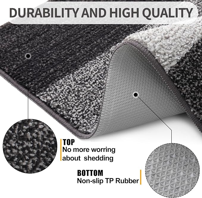 Kitinjoy Indoor Outdoor Door Mat, 59x24 Non-Slip Absorbent Dirt Trapper - Image 3