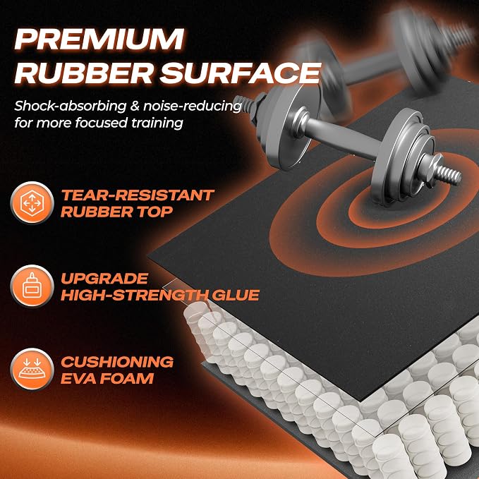 SUPERJARE 0.56'' Thick 24 Pcs 96 Sq Ft Rubber Top Exercise Equipment Mats - Image 5