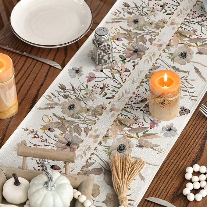 Artoid Mode 210 GSM Fall Table Runner 13x90 Inch Home Party Decor | Wildflower - Image 7