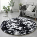 Amdrebio Black White Grey Round Rug 4Ft Circle Area Rugs by Amdrebio