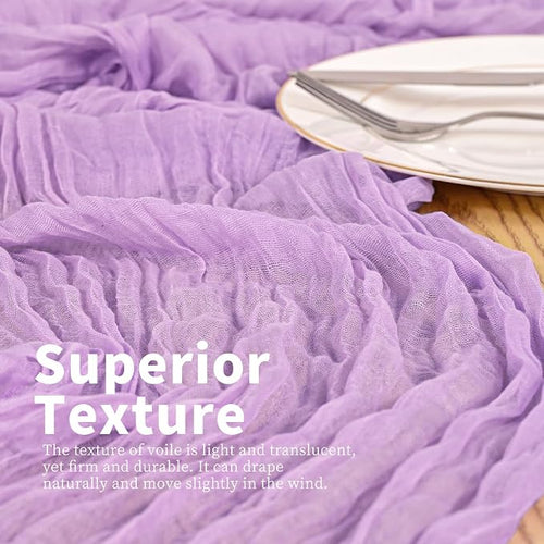 4 Pack Lavender Table Runner 17 x 108inch Cheesecloth Table Runner Boho Gauze - Image 2