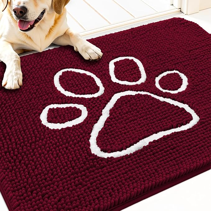 OLANLY Dog Door Mat for Muddy Paws 70x35, Paw Print Design, Absorbs Moisture - Image 4