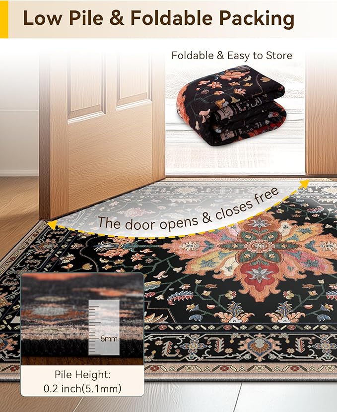 RELEANY Area Rugs Runner 2'6"x14' Washable Non-Slip, Floral Vintage Distress - Image 6