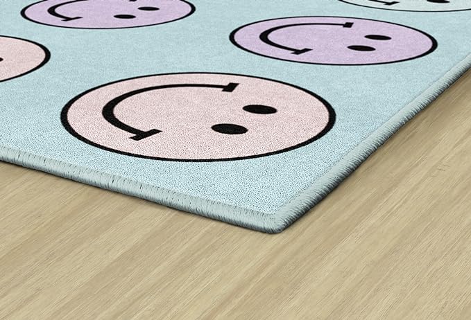 Flagship Carpets Pastel Rainbow Smileys Criss-Cross Applesauce Educational Area - Image 4