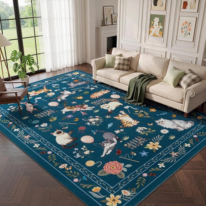 Unirea 8x10 Dark Blue Cat Area Rugs - Image 9