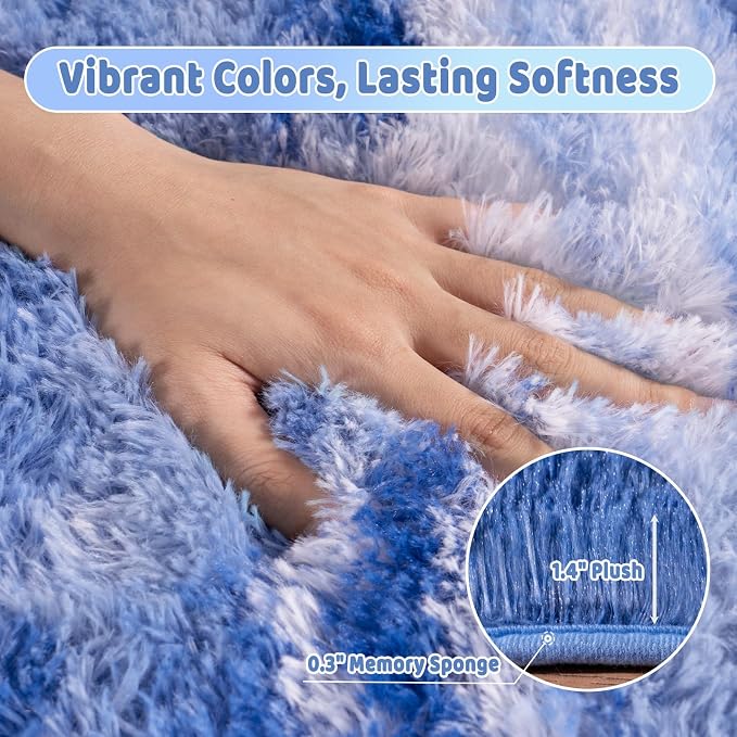 Shag Rugs for Bedroom, 4x6 Abstract Blue Soft Fuzzy Rugs for Living Room - Image 5