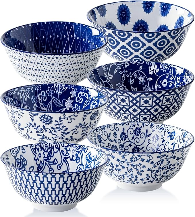Ceramic Soup Bowls Set - 24 Oz Deep Cereal Bowl by Cerkik