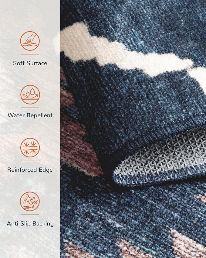 BESTSWEETIE Area Rug 4x6 Rug Machine Washable Non-Slip Low Pile Print Pattern - Image 2