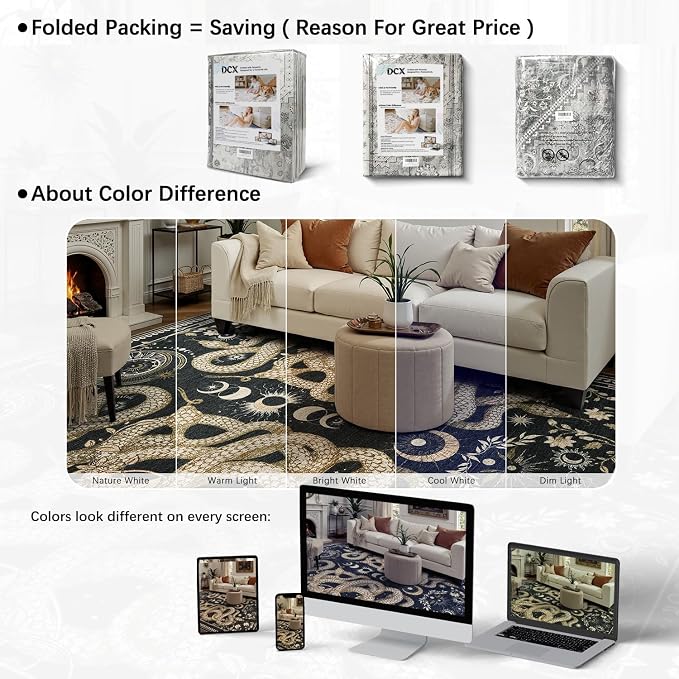 DCX Washable 5x7 Snake Rug, Soft Low Pile Carpet, Kid & Pet Friendly - Image 9