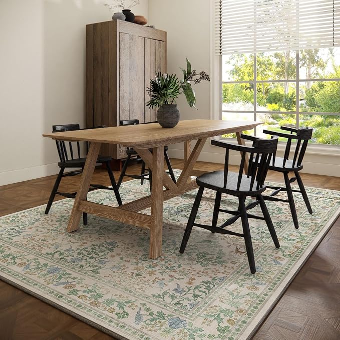 9x12 Area Rugs for Living Room: Washable Bedroom Rug Vintage Area Rug Stain - Image 6