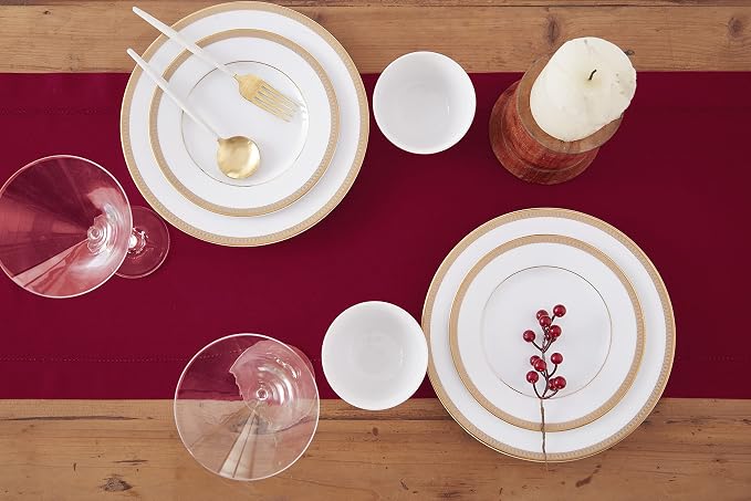 Solino Home Cotton Linen Table Runner Red, Hemstitch Collection 14 x 72 in | - Image 3