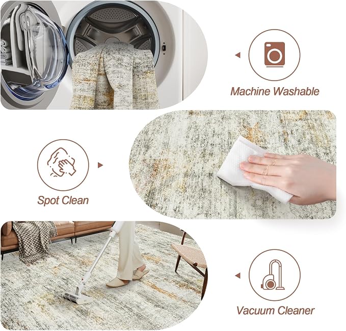 Soalmost Washable Area Rug 8x10, Large Soft Abstract Rugs - Image 4