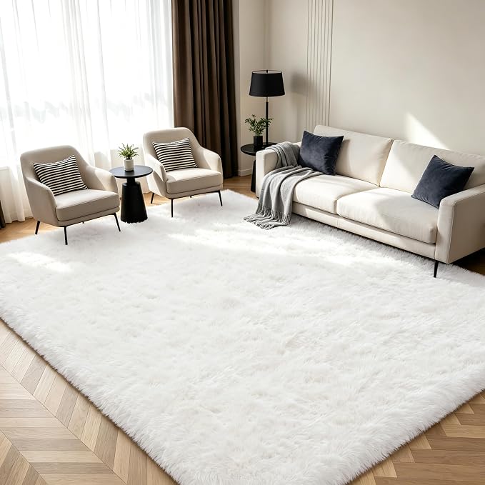 Shag Area Rugs for Living Room 8X10 Ultra Soft Fluffy Area Rugs for Bedroom Dorm by Boshengya