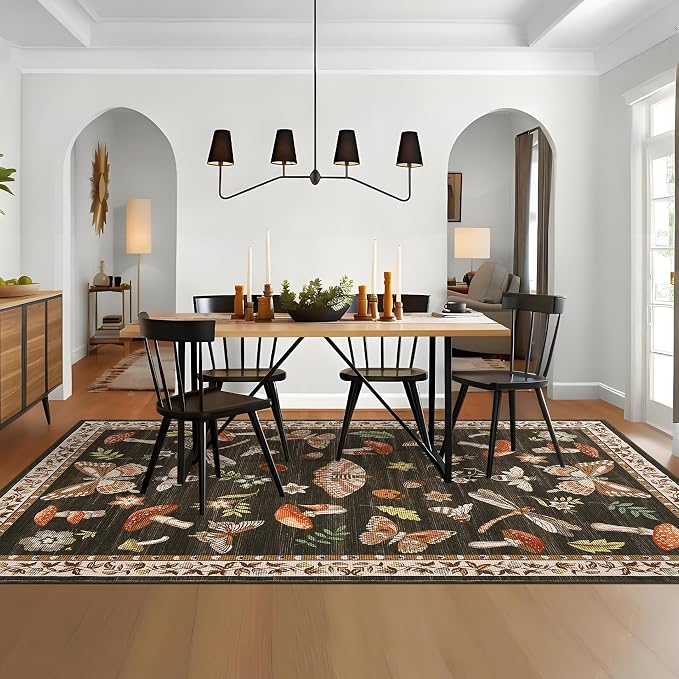Mushroom 8x10 Rug for Living Room Non Slip Washable 8 X 10 Rug for Bedroom - Image 3