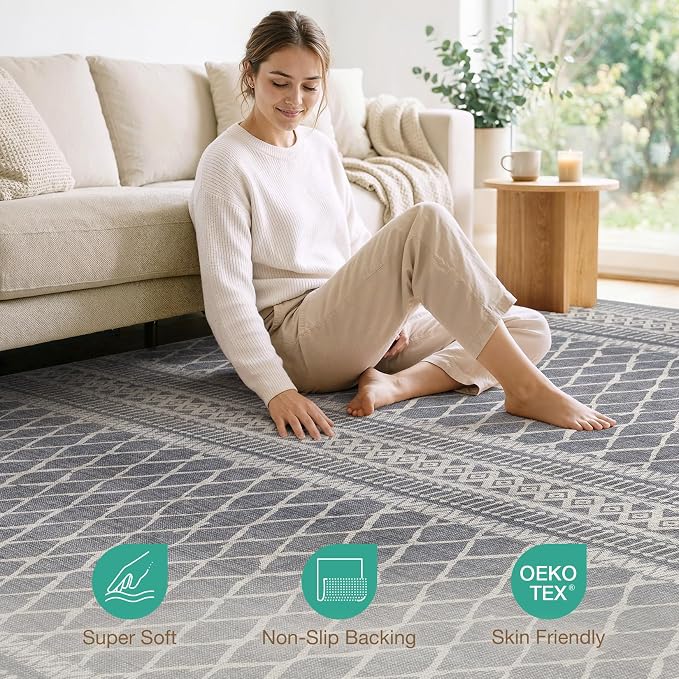 cotiled 8x10 Area Rugs Living Room Rug: Washable Boho Rugs - Image 2