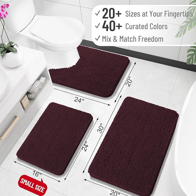 OLANLY Bathroom Runner Rugs 59x20, Soft Absorbent Chenille Bath Rugs, Rubber - Image 2