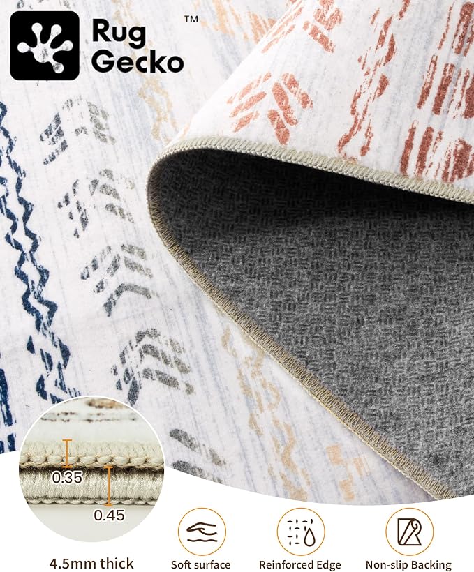 Miukiki 6x9 Area Rug for Living Room Moroccan Washable Rugs Non Slip Indoor - Image 3