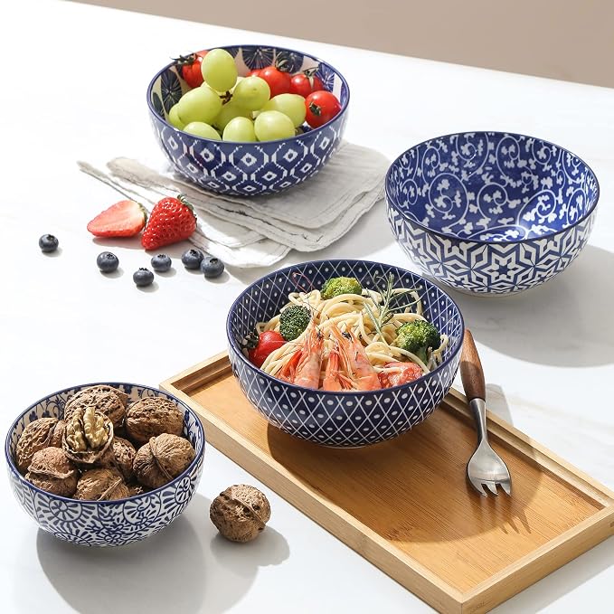 Selamica Ceramic Cereal Bowls Set of 6, 24 Oz Deep Soup Bowls - Image 4