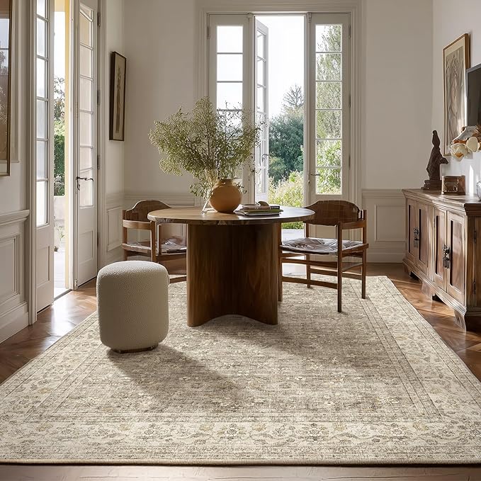 Machine Washable Rugs for Living Room: 5x7 Area Rugs for Bedroom Vintage Stain - Image 7
