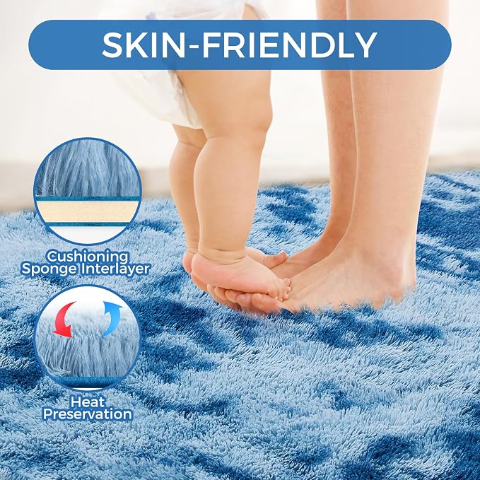 Ultra Soft Rug for Living Room, 4X6 Fluffy Shag Area Rug for Bedroom, Modern - Image 4