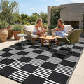 Garvee Waterproof Outdoor Rug 8x10, Checkered Foldable Plastic Straw Patio by Garvee