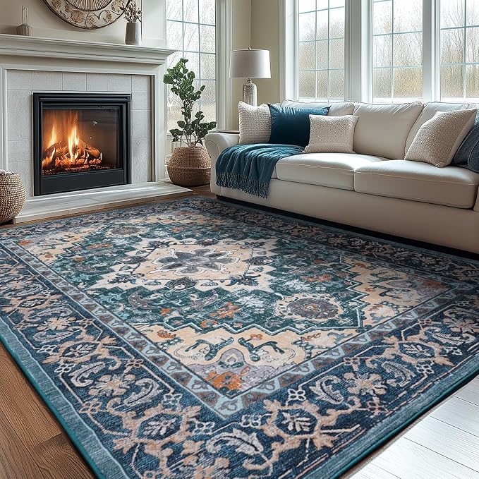 Lessymo Area Rug 6x9, Machine Washable Area Rugs, Super Soft Faux-Wool Area Rugs by Lessymo