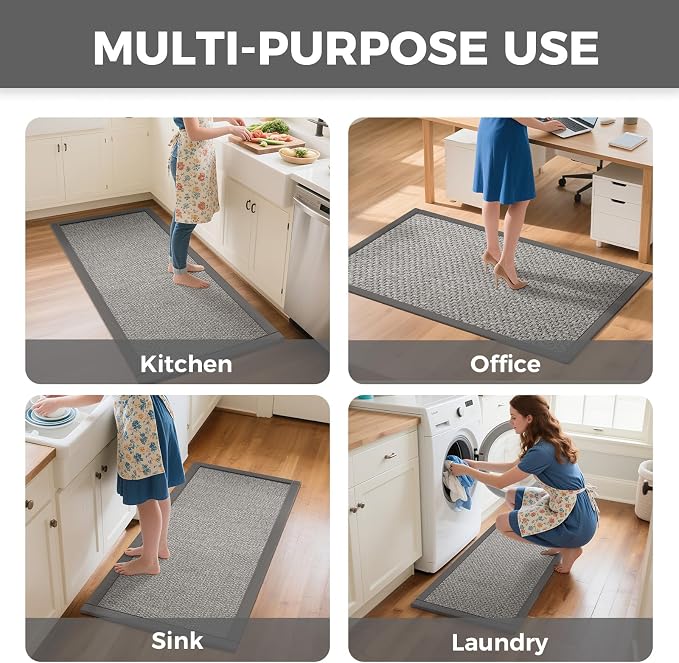 YDKGL Kitchen Runner Rugs Non Slip Washable Anti Fatigue, Super Absorbent 0.4" - Image 8