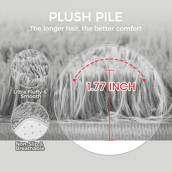 Ultra Soft Rug for Living Room, 5X8 Fluffy Shag Area Rug for Bedroom, Modern - Image 3