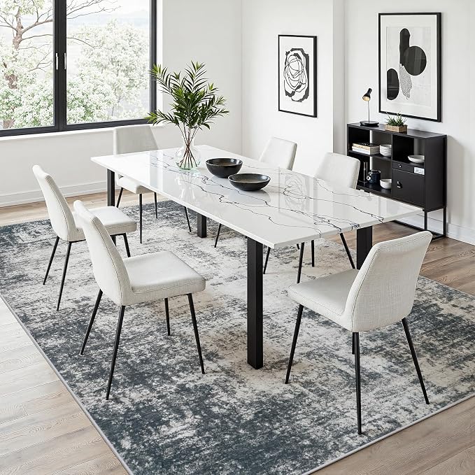 Area Rug 8x10 Living Room Rug Washable: No-Slip Abstract Soft Thin Large Deep - Image 5