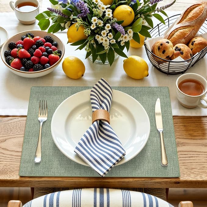 Faux Leather Heat Resistant Placemats 8 Packs, Waterproof Wipeable Dining PU - Image 8