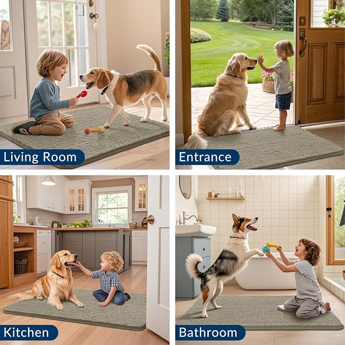 Smiry Dog Door Mat for Muddy Paws 30x20, Absorbent Dirt Trapper, Non-Slip - Image 7