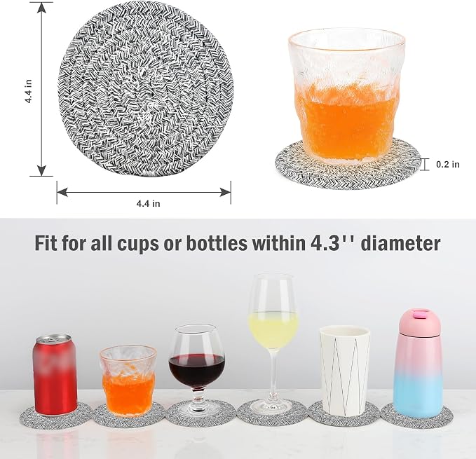 ABenkle Drink Coasters with Holder Set of 10, Cotton Woven Absorbent Coasters - Image 2