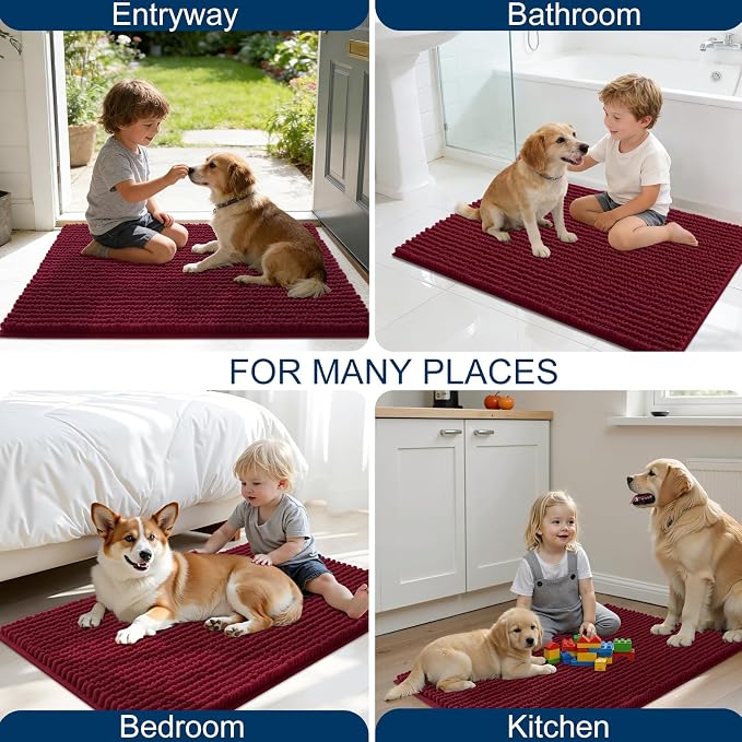 OLANLY Dog Door Mat for Muddy Paws 59x20, Ultra Absorbent Chenille Mud Doormat - Image 8