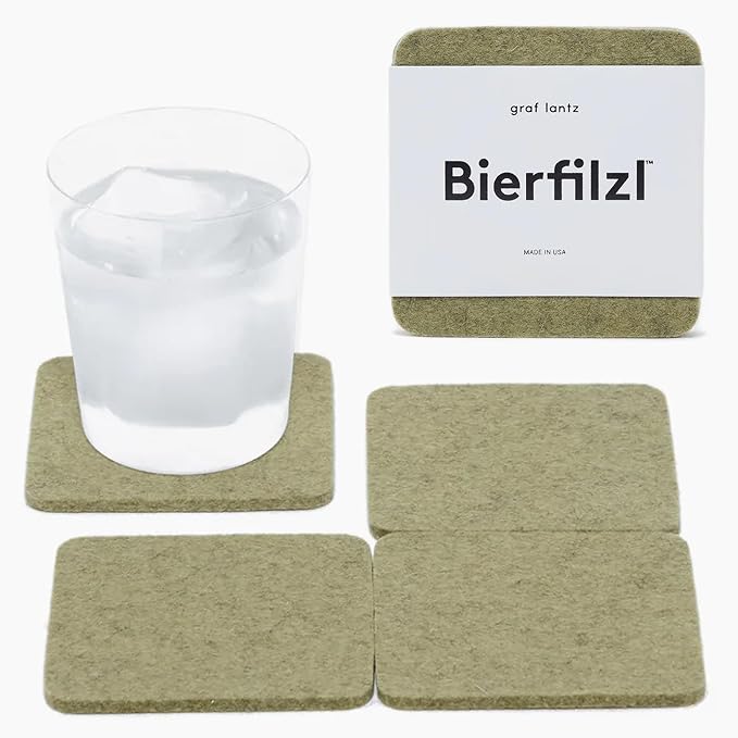 Graf Lantz - Bierfilzl Merino Wool Square Coasters Set of 4 - Sage - Absorbs by GrafLantz