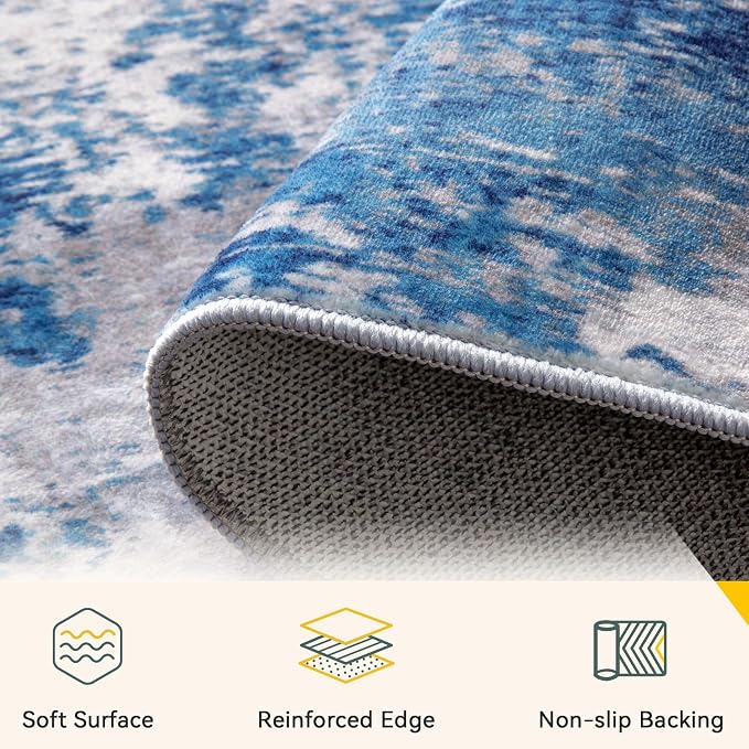 RELEANY Washable Area Rugs 3x4 Non-Slip Modern Abstract Soft - Image 4