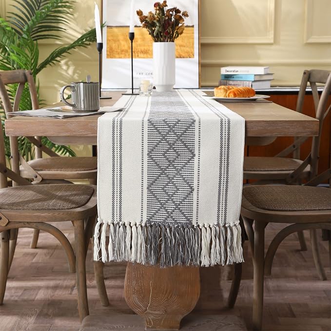 Woven Table Runner Farmhouse Style, Boho Table Runner 72 inches Long - Image 7