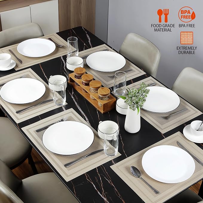 Placemats Set of 8, Vinyl PVC Heat Resistant Washable Placemats Set, Non Slip - Image 6