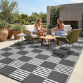 Garvee Waterproof Outdoor Rug 9x12, Checkered Foldable Plastic Straw Patio by Garvee