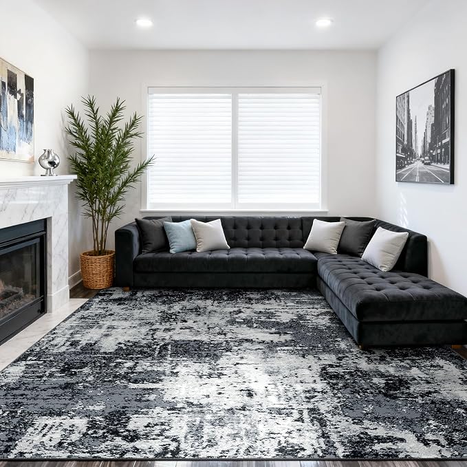 RELEANY Washable Area Rugs 10'x12' Non-Slip Modern Abstract Soft by RELEANY