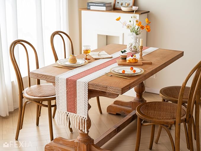 Boho Table Runner for Home Decor 12x72 Coral Farmhouse Decorations | 72 Inches - Image 6