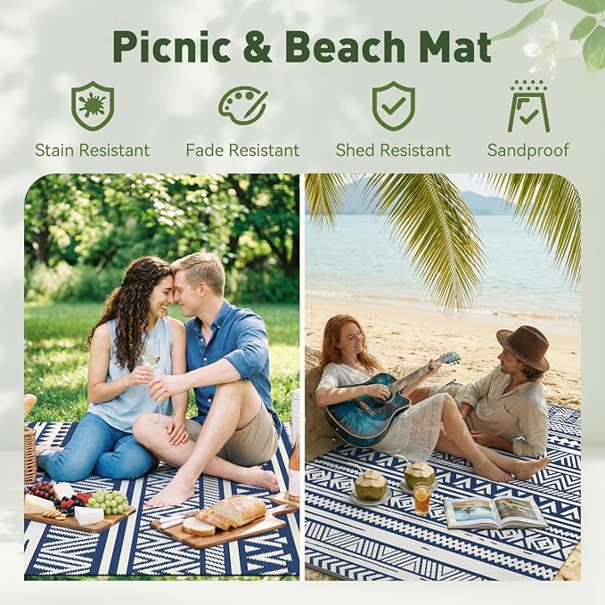 MontVoo Outdoor Rug Carpet Waterproof 6x9 Outdoor Patio Rug Mat Reverisble - Image 5
