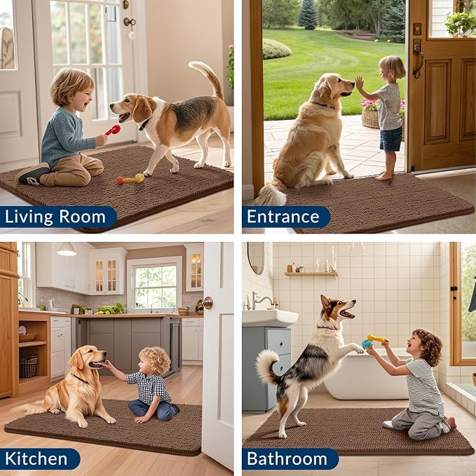 Smiry Dog Door Mat for Muddy Paws 40x32, Absorbent Dirt Trapper, Non-Slip - Image 7