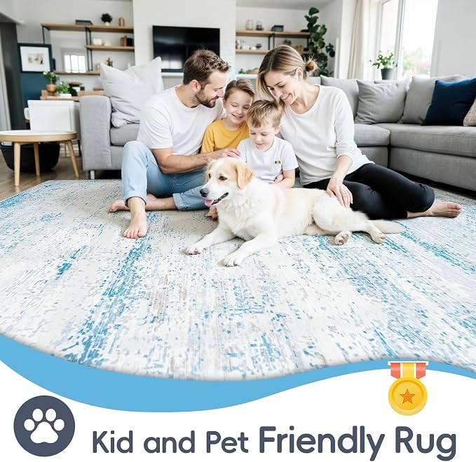 10x14 Area Rugs Washable Rug: Anti-Skid Abstract Modern Living Room Rug Soft - Image 4